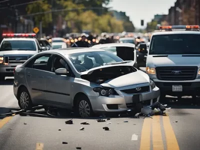 car accident on busy street